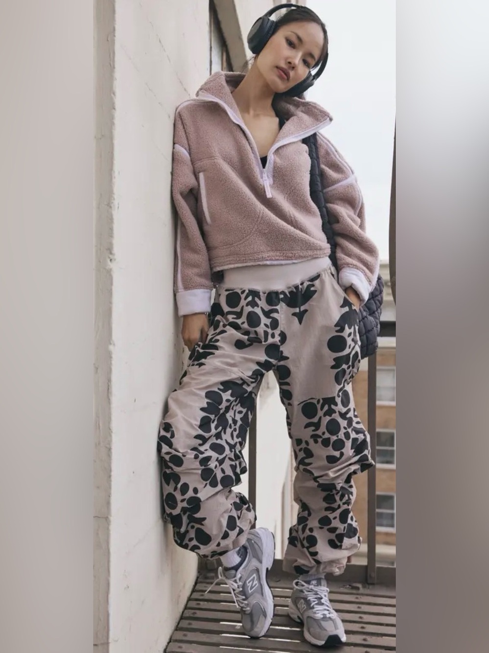 Free People Free movement Print Pants - Cream & Black medium brand new